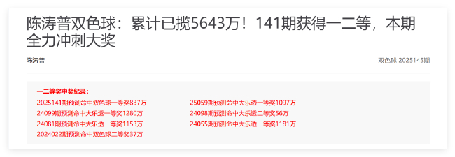 火爆!新浪专家6期命中8个双色球一等揽6942万