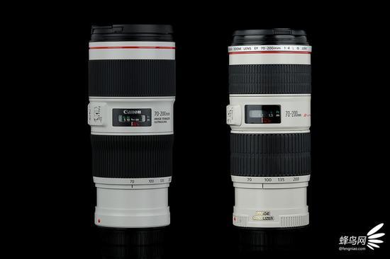 佳能EF 70-200mm f/4L IS II USM和佳能EF 70-200mm f/4L IS USM正面对比