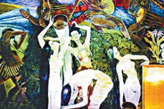 首都国际机场壁画《泼水节———生命的赞歌》部分
