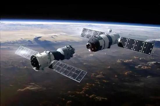 对接天宫一号空间实验室(图片来源:国家航天局)