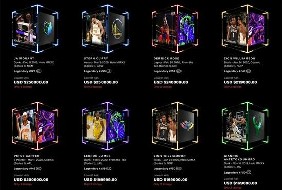 NBA球星卡NFT,图源微博