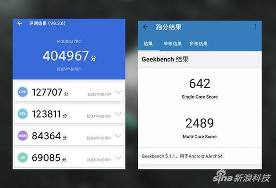 Redmi 10X测试机跑分