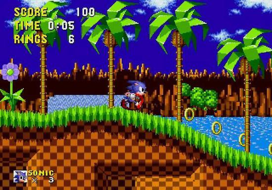 图16:Sega Genesis 主机游戏《刺猬索尼克》,1991。