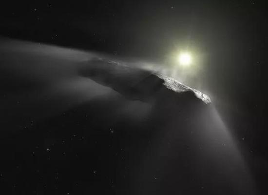 首个进入太阳系的星际天体奥陌陌的艺术概念图。(图片来源:ESA/Hubble, NASA, ESO, M。 Kornmesser)