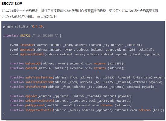 制作NFT的编程标准“ERC721协议” 图源Tiny熊《剖析非同质化代币ERC721》