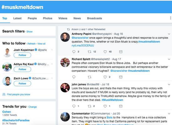 推特上#muskmeltdown(马斯克崩溃)的话题