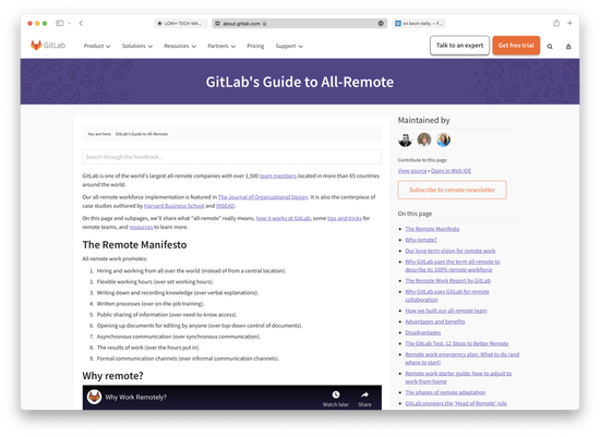 GitLab“鼓吹”远程工作丨官网截图