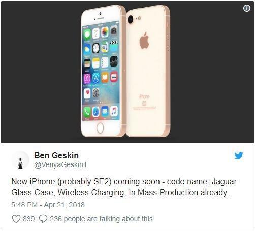 Ben Gekin通过推特爆料的iPhone SE2(图片来自Ben Gekin)