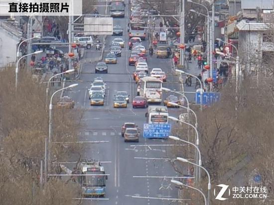 直接拍摄区域细节(截取尺寸为640×480),路牌文字看不清晰