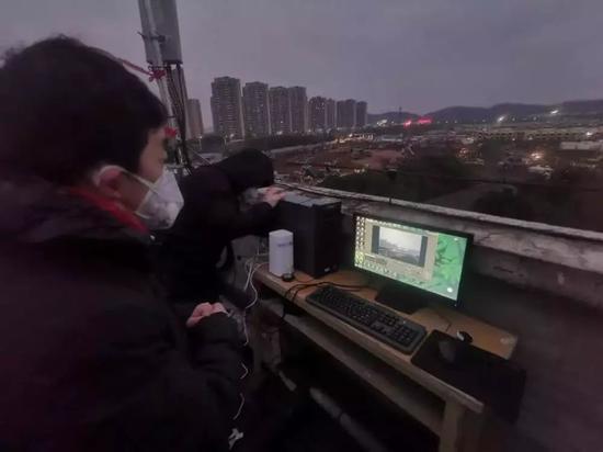 中国电信联合央视频5G直播火神山医院建设,图/武汉电信