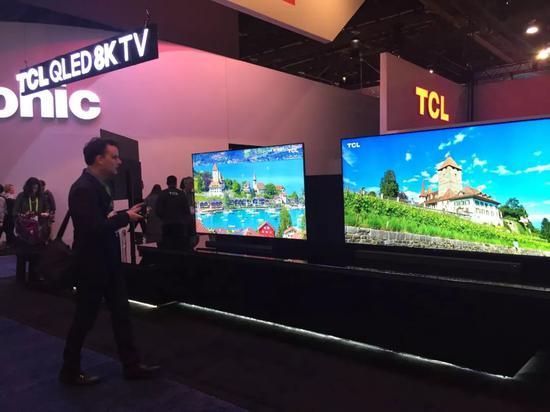 MWC 2019期间,TCL展示旗下8K电视,图/网络