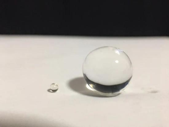 被称为“水宝宝”、“海绵宝宝”或是“水晶花泥”的高吸水性树脂小球,吸满水后它的体积会膨胀很多倍 | 作者拍摄