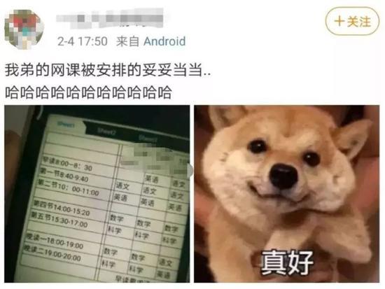 学生网课安排,图源微博