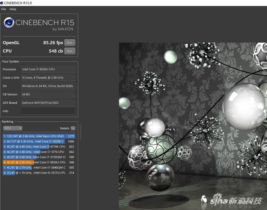 老MateBook X Pro CineBench R15跑分