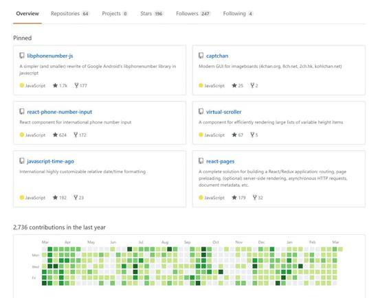 图注:这小哥在 GitHub 上确实很活跃