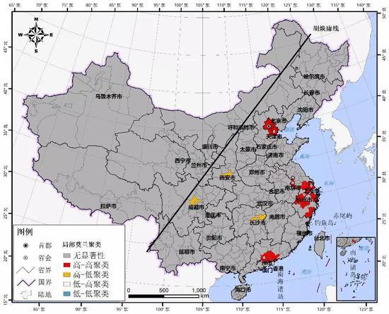 ▲图5 人口迁出空间聚类分布-空间自相关