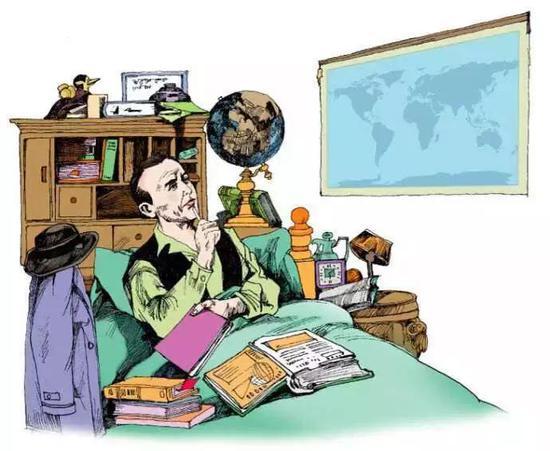 魏格纳在病房的世界地图上发现,非洲的西海岸和南美洲的东海岸形状十分吻合,从而推测太古时代地球上的大陆是连载一起的巨大板块,后因大陆不断漂移才形成如今的大陆,提出了大陆漂移的假说。