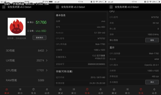 vivo X6安兔兔跑分