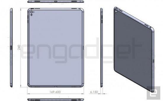 疑似9.7英寸iPad Pro设计图(图片引自engadget)