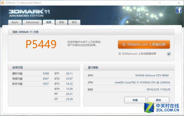 3DMark 11测试结果