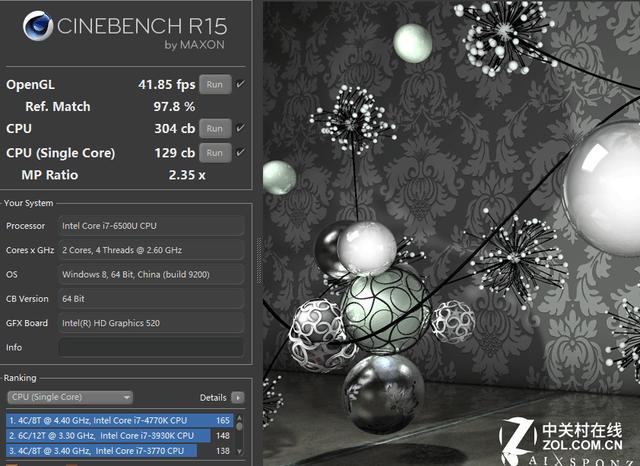 CINEBENCH R15测试结果