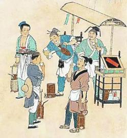 古人喝冷饮图。