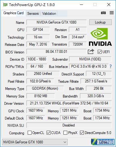 GTX 1080 GPU参数