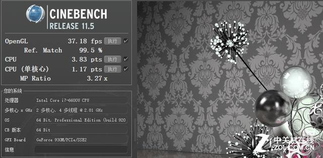 CINEBENCH R11.5测试数据