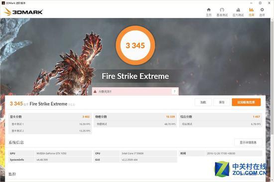 3DMark FireStrike Extreme成绩