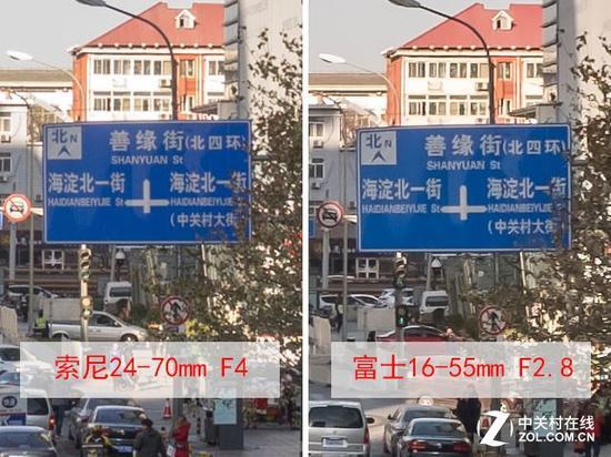 广角端中心画质放大对比