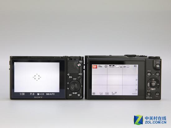 松下LX10和索尼RX100V屏幕对比