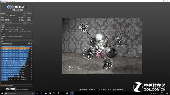 默认Cinebench R11.5 8.64 pts