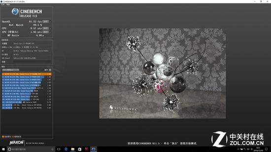 自带软件超频4.2Ghz Cinebench R11.5 9.57 pts