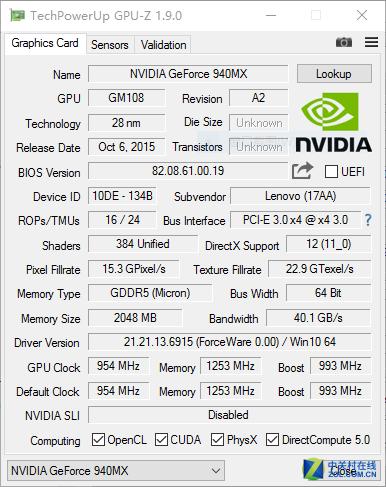 940MX 独显参数