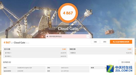 在新3DMark的Cloud Gate模式下得分4857