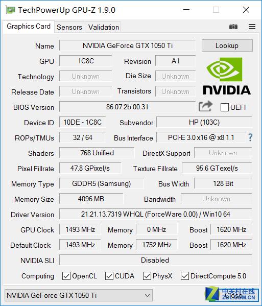 GTX 1050 Ti规格参数