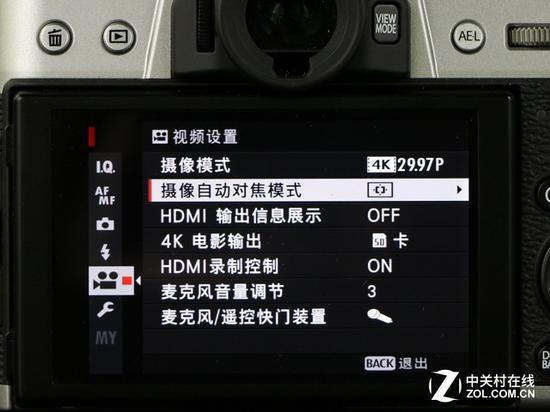 X-T20的视频菜单有很多选项,而且可以通过HDMI直接输出4K视频