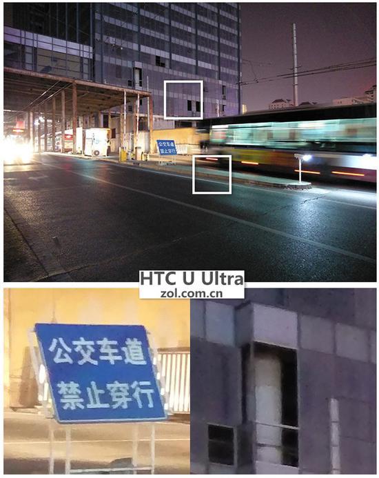 夜景亮度足够,画面有降噪涂抹痕迹