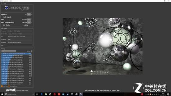 i5 7300HQ Cinebench R15成绩 510CB
