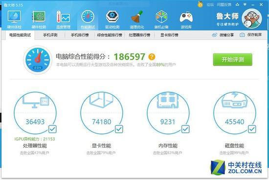 GTX1050版鲁大师跑分