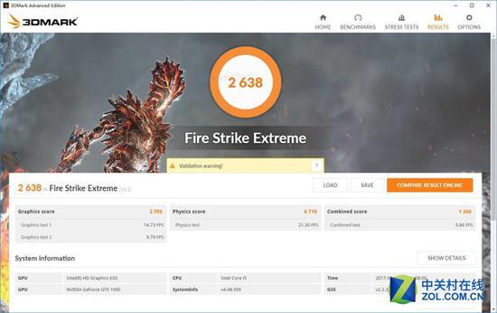 GTX 1050 3Dmark 成绩 2638