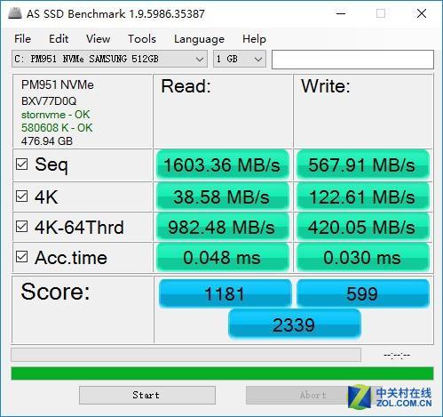 PM951固态硬盘测试