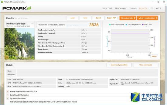 PCmark 8 Home模式测试
