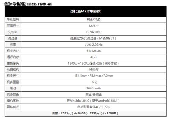 努比亚M2配置信息