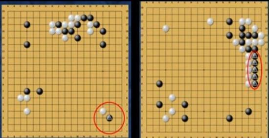 阿尔法狗自我创新,落在第二格线的旗子。