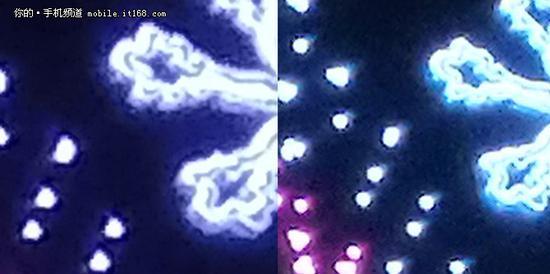 细节对比(左:努比亚;右:荣耀)