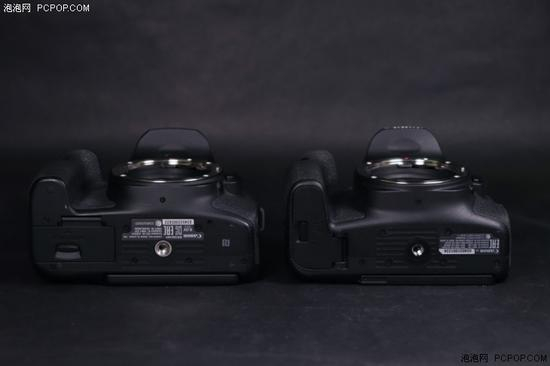EOS 77D(右)的手柄明显更深