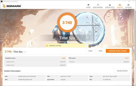 3Dmark Time Spy模式测试结果