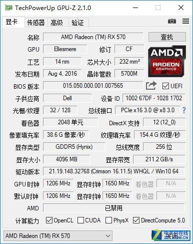 RX 570 GPU 规格参数