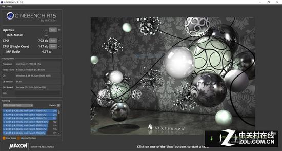 Cinebench R15 多核702CB